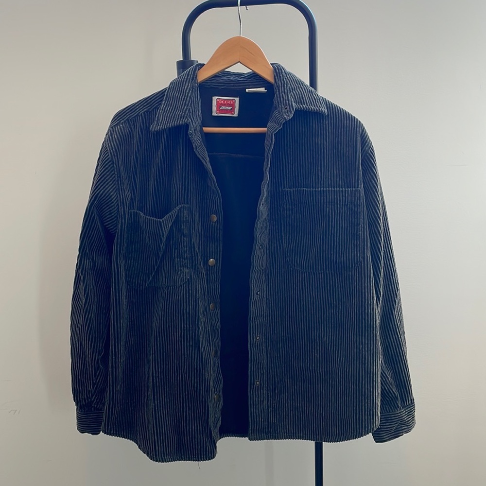 Dark Grey Cotton Corduroy Shirt Vintage